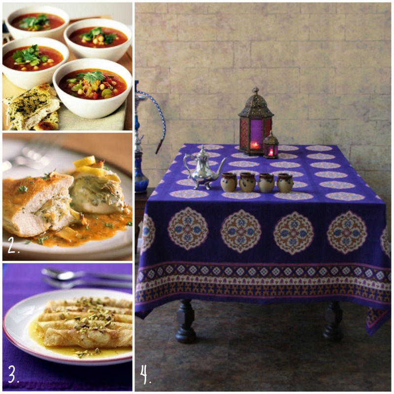 Ideas and Recipes for Entertaining at Home Purple Blue Moroccan Vintage Print Tablecloth