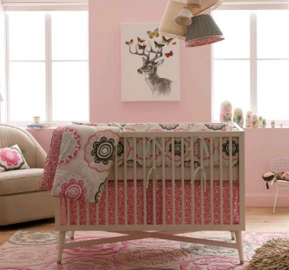 pink modern crib bedding