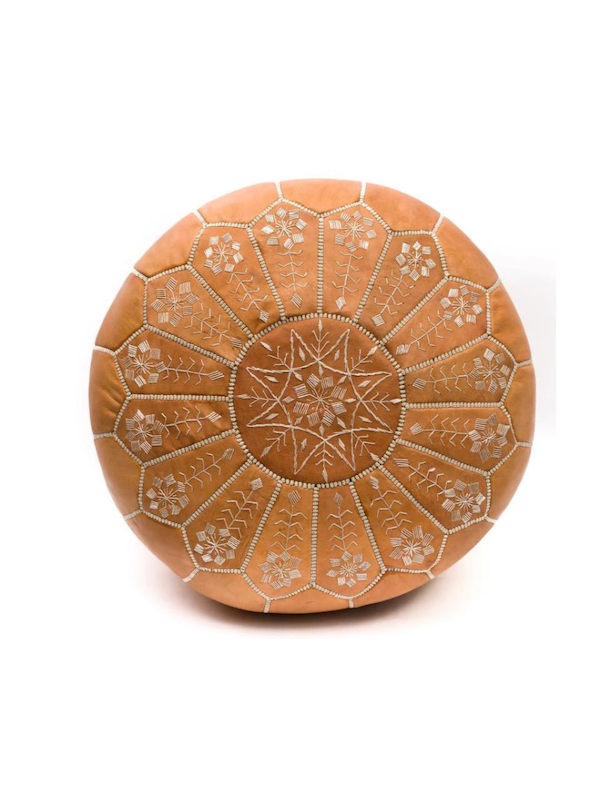 Moroccan style living room leather pouf