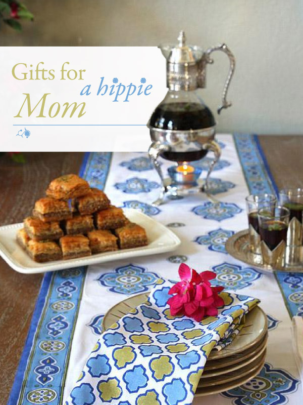 gifts for a hippie mom, moroccan decor and coffee, baklava, a red flower