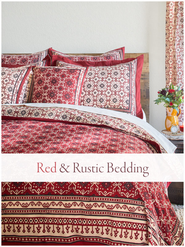 red rustic bedding and black and red duvet cover