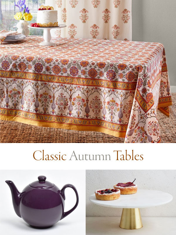 classic autumn tables sign with fall tablecloth