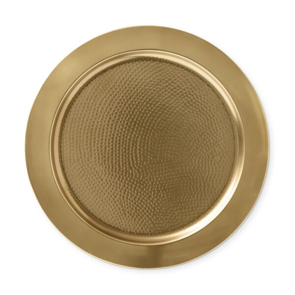 Photograph of a brass charger plate for fall