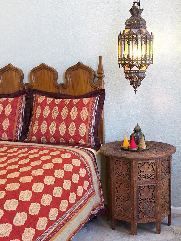 Red orange pillow shams for boho fall bedroom
