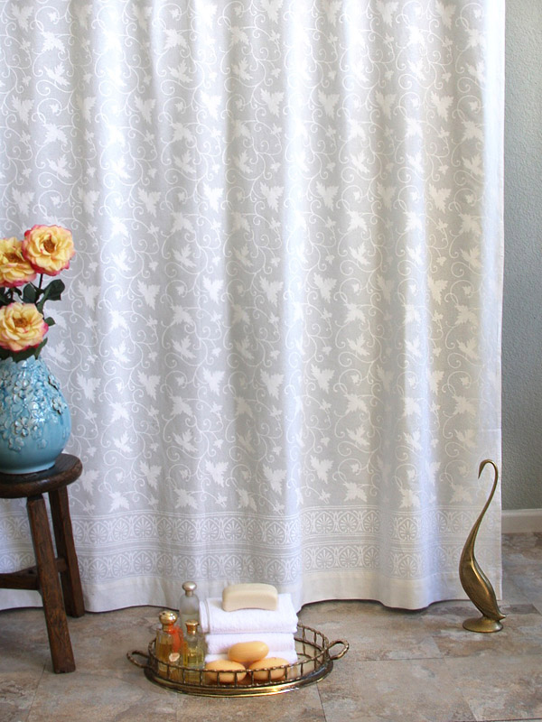 Ivy Lace ~ White On White Vintage Country Cottage Shower Curtain
