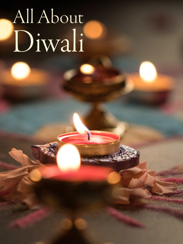 Diwali candles, marigolds, and table