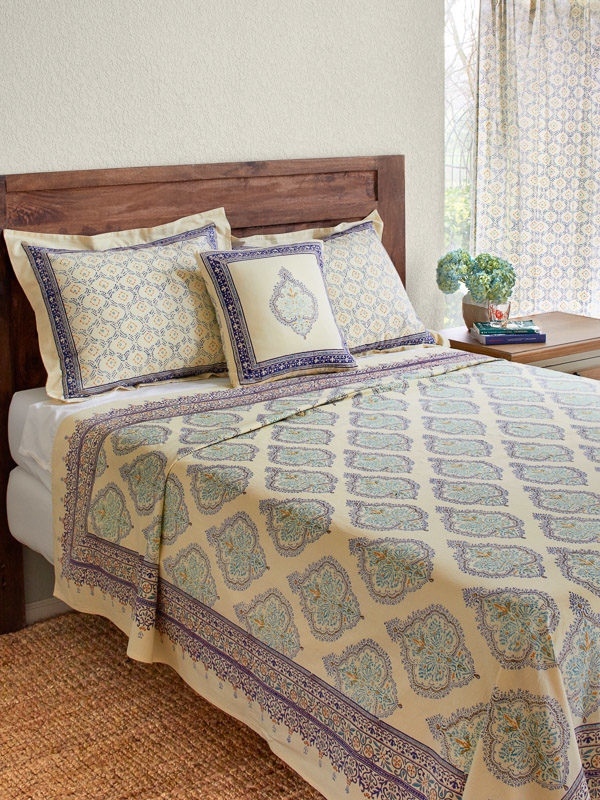 Indian Bedspreads Block Print, Twin Bed Coverlet Size