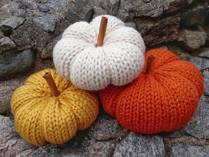 Knit Pumpkins - Rustic Fall Decor