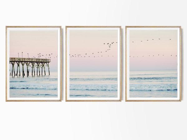 trio of coastal beach prints