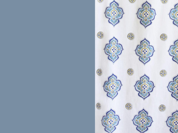faded denim blue and moroccan pattern