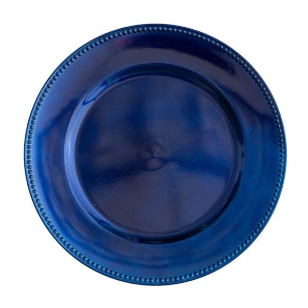 blue glass charger plate