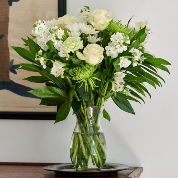 spring decorating with white floral bouquet