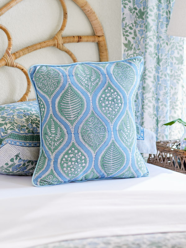 Blue and green throw pillow cover