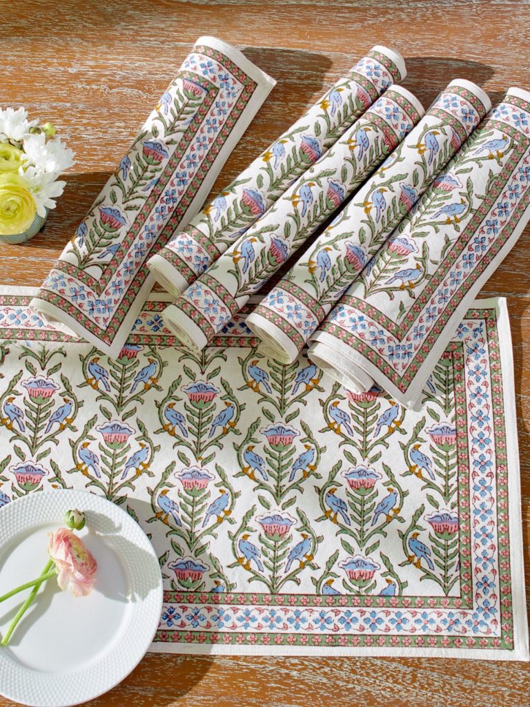 cotton placemats with flower patterns