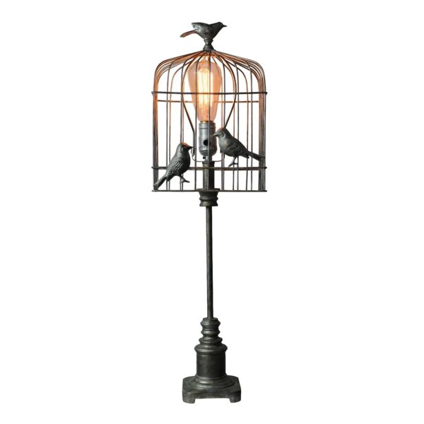 Metallic bird cage lamp