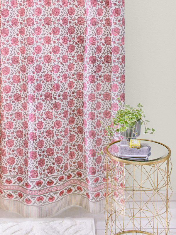 Dahlia daydreams pink shower curtain