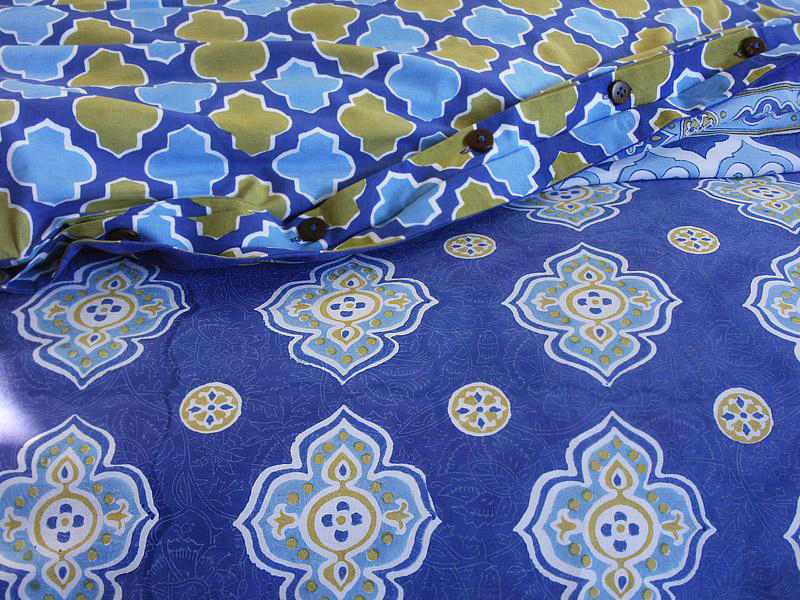 Casablanca Blues ~ Moroccan Quatrefoil Blue Duvet Cover