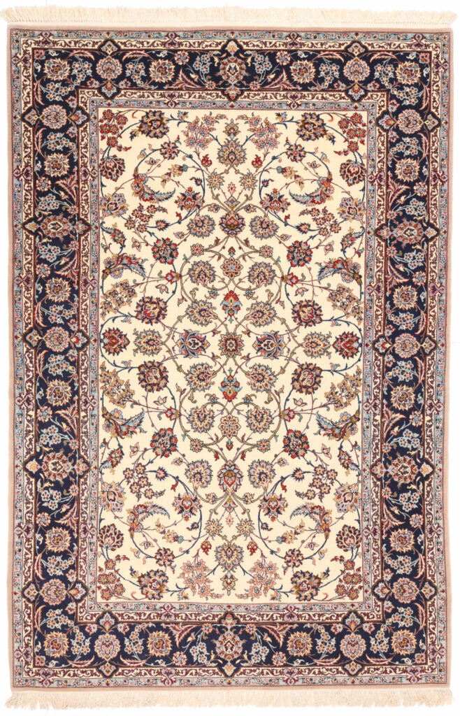 Persian rug with a vintage floral print