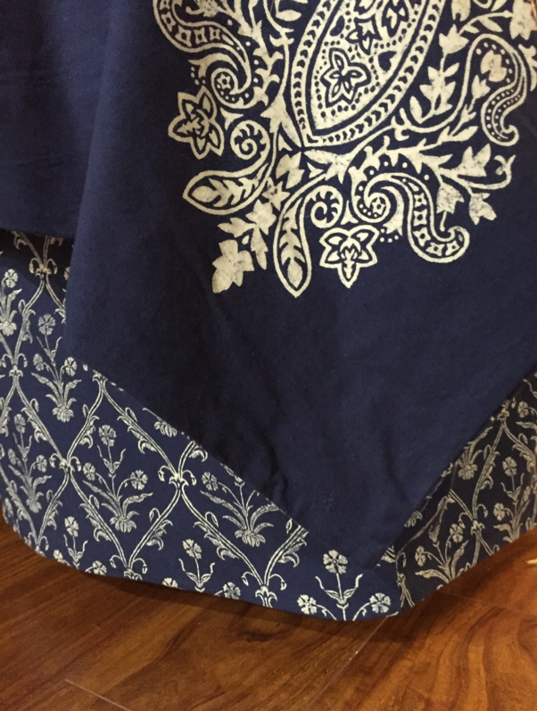 a bedspread as an alternative bed skirt