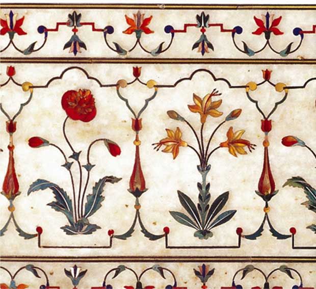 pietra dura flower pattern from the Taja Mahala