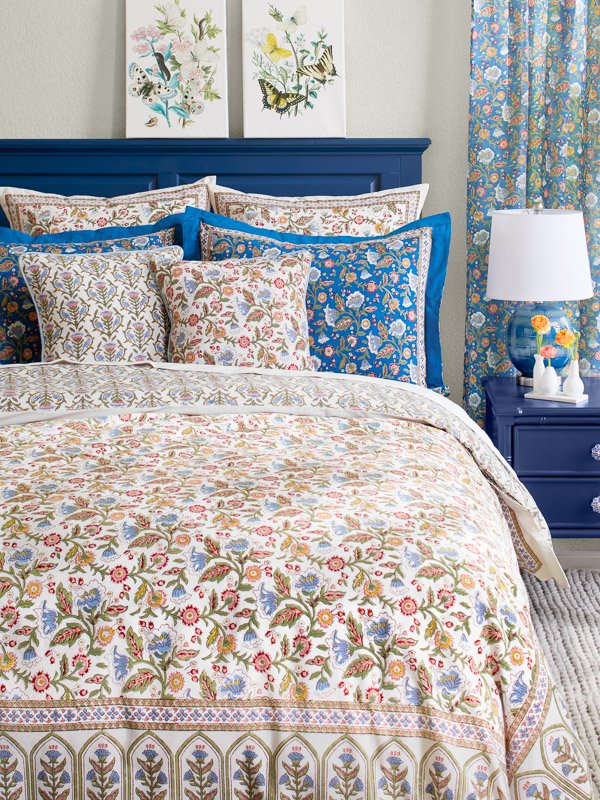 colorful bedding with floral pattern