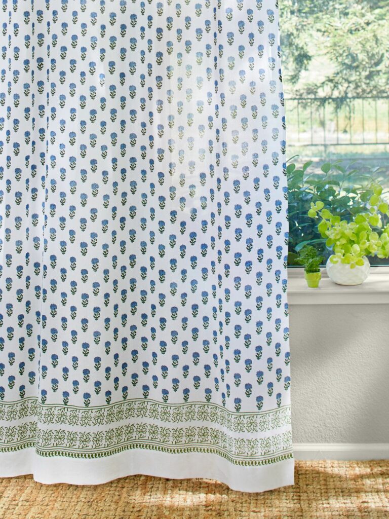 blue hydrangea curtain