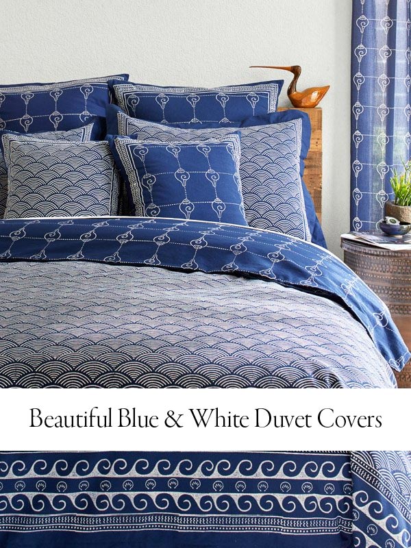 Blue and white duvet covers