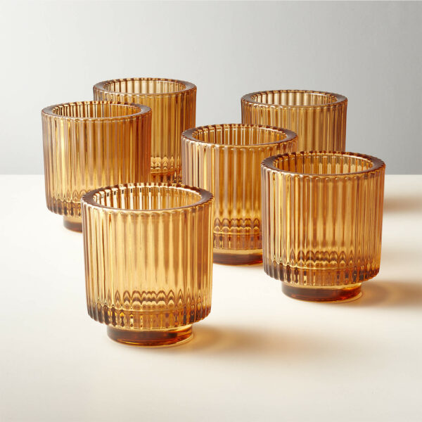 Amber glass candle holders