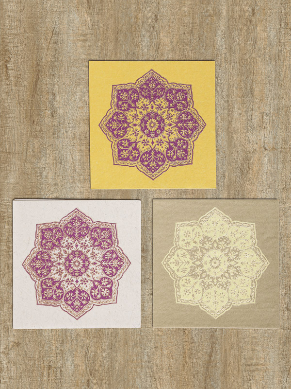 Traditional Indian note cards with a snowflake-like pattern