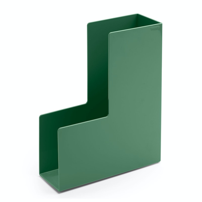 Minimalist magazine file box in emerald green and a matte finish