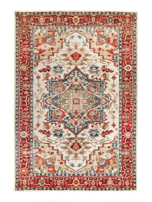 Ivory And Spice Red Medallion Area Rug