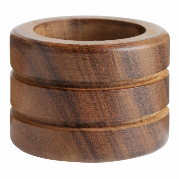 Example of a wooden napkin ring made of solid brown mango wood