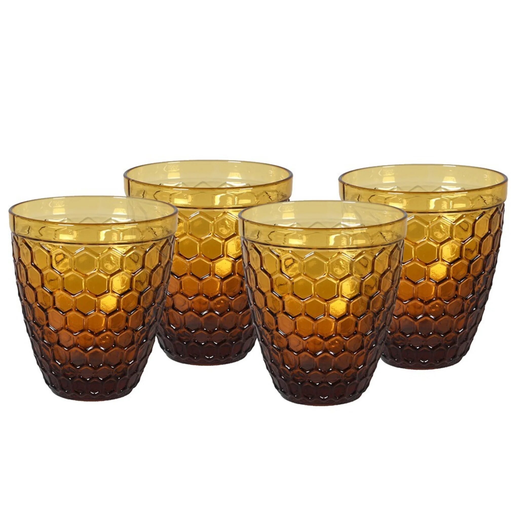 Amber glasses for a dining room to demonstrate boho style home decor