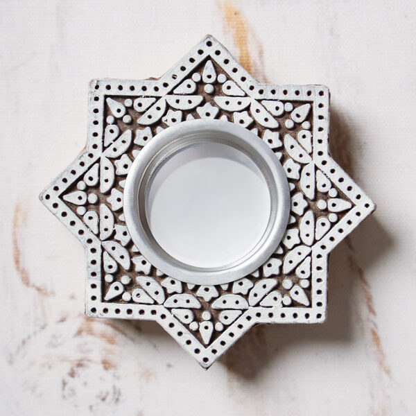 SIx-sided tealight candle holder for boho style home decor in the living room