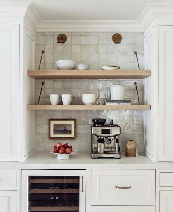 A drink station to demonstrate 2024 kitchen trends which includes personalizing the kitchen with a beverage station