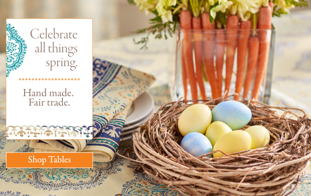 Colorful spring linens handprinted by master artisans.