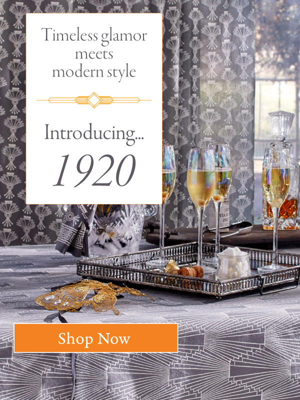 Art deco pattern linens inspired by the Jazz Age.