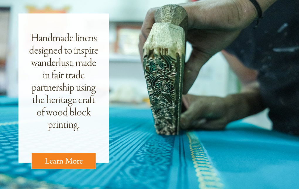 Fair trade store. Buy handmade textiles made using the art of wood block printing.
