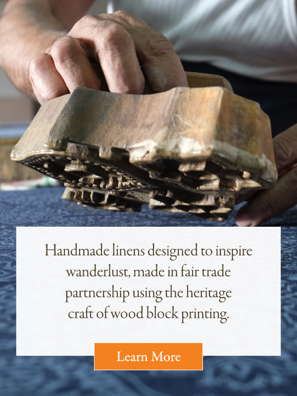 Handmade linens designed to inspire wanderlust.