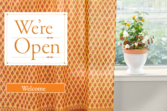 Artisan linens and curtains, handprinted in Rajasthan, India.