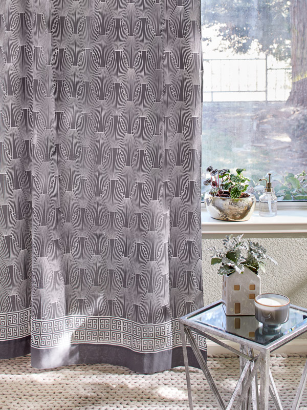 1920 ~ Grey Art Deco Geometric Elegant Cotton Shower Curtain