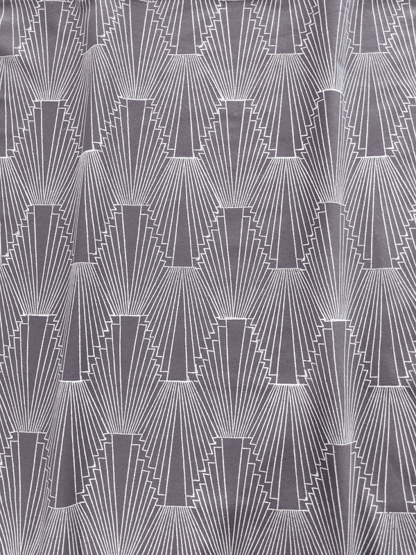 1920 ~ Charcoal Grey and White Geometric Fabric Art Deco Print