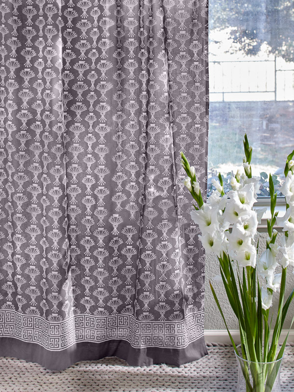 Deco Glam ~ Grey and White Art Deco Elegant Sheer Curtain Panel