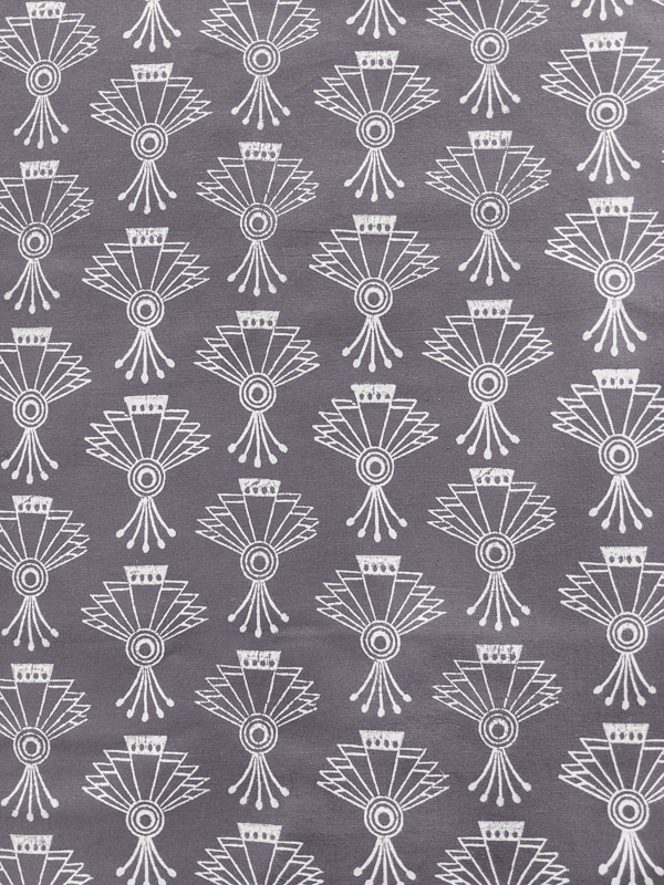 Deco Glam ~ Charcoal Grey and White Art Deco Fabric Swatch