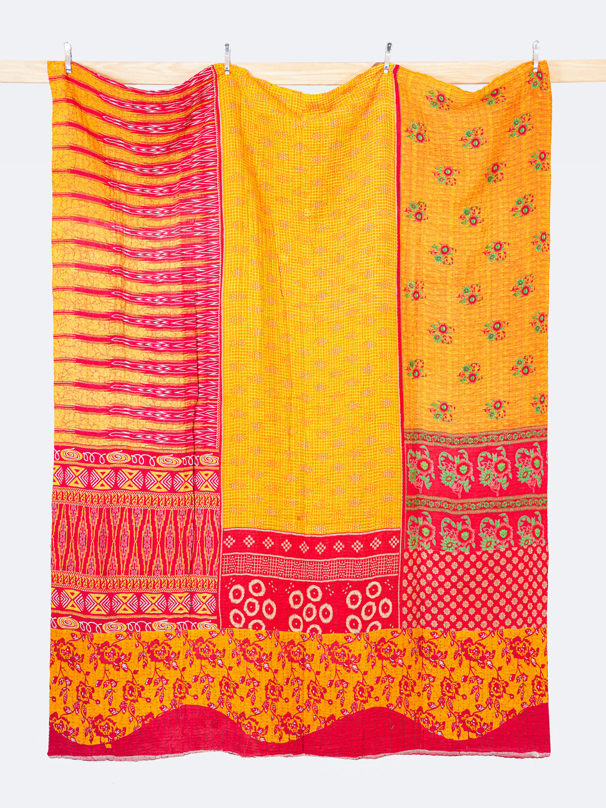 Saffron Bazaar King Kantha Quilt