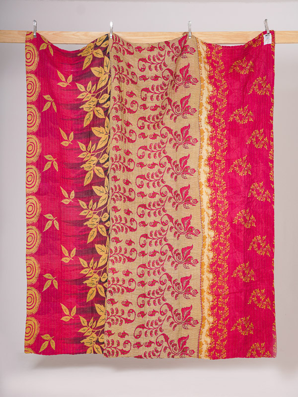Anita Yadav ~ Vintage Kantha Quilt Sari Bedspread