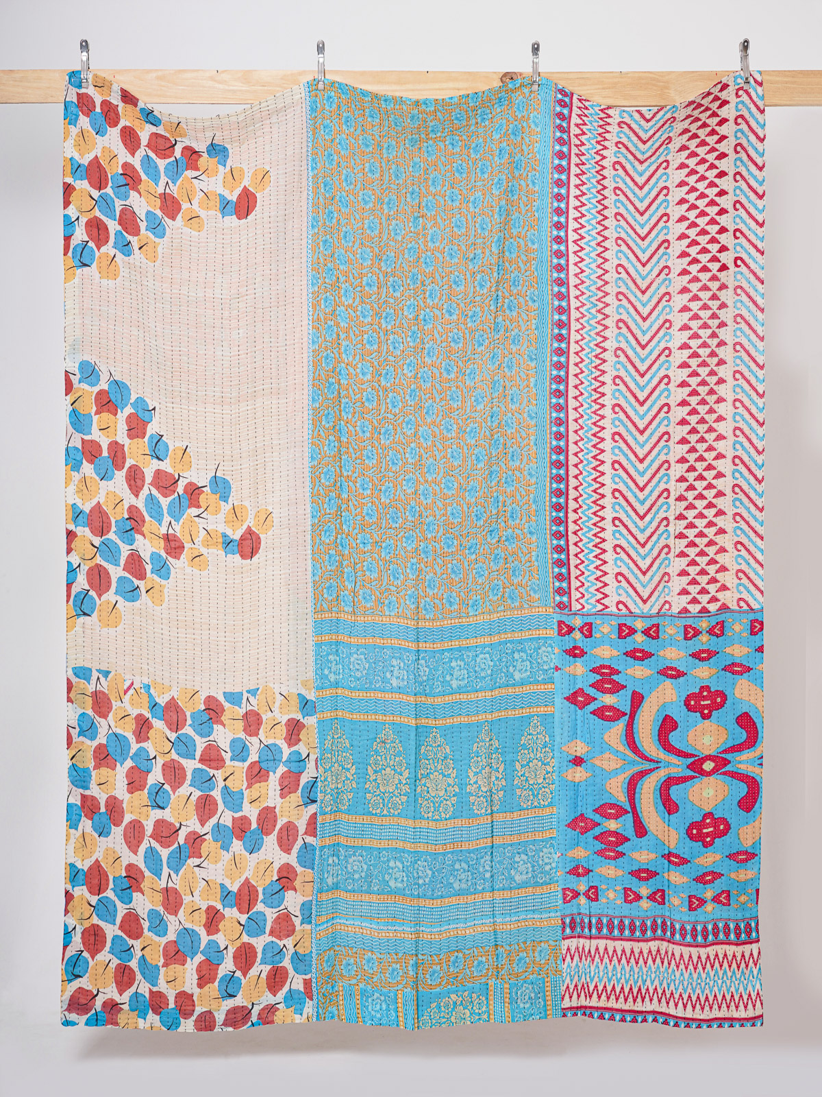 Ruby Jasmine Garden Queen Kantha Quilt