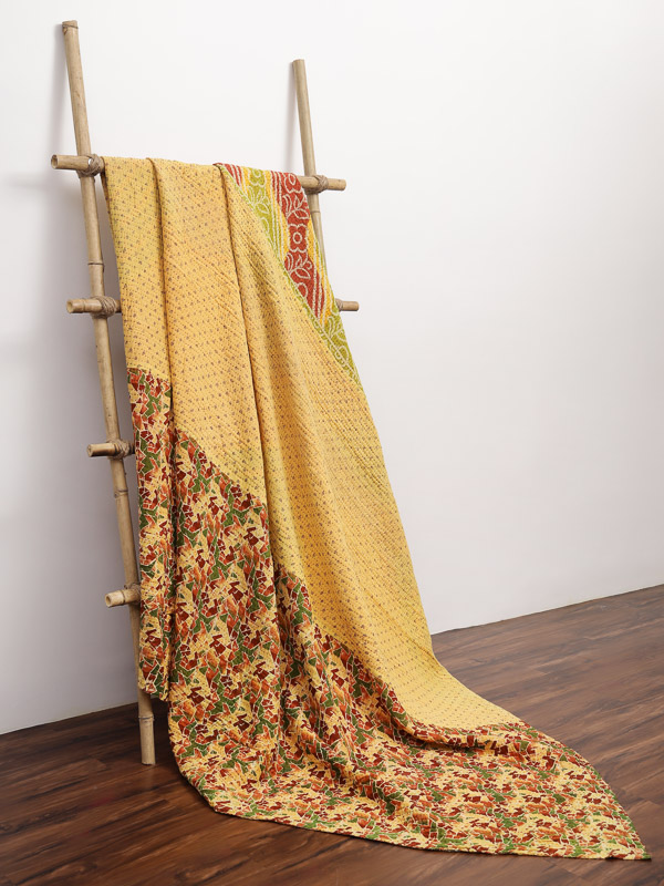 Anita Yadav ~ Vintage Kantha Quilt Sari Bedspread