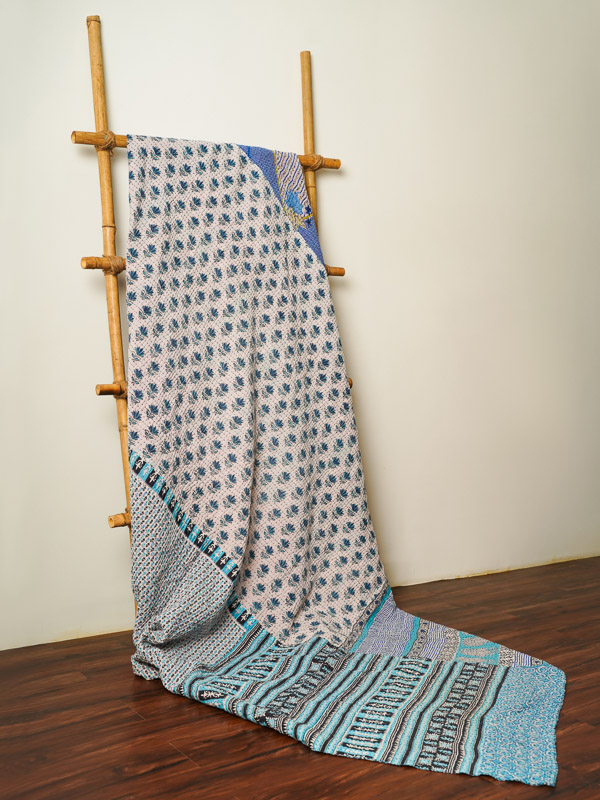 Anita Yadav ~ Vintage Kantha Quilt King Sari Bedspread