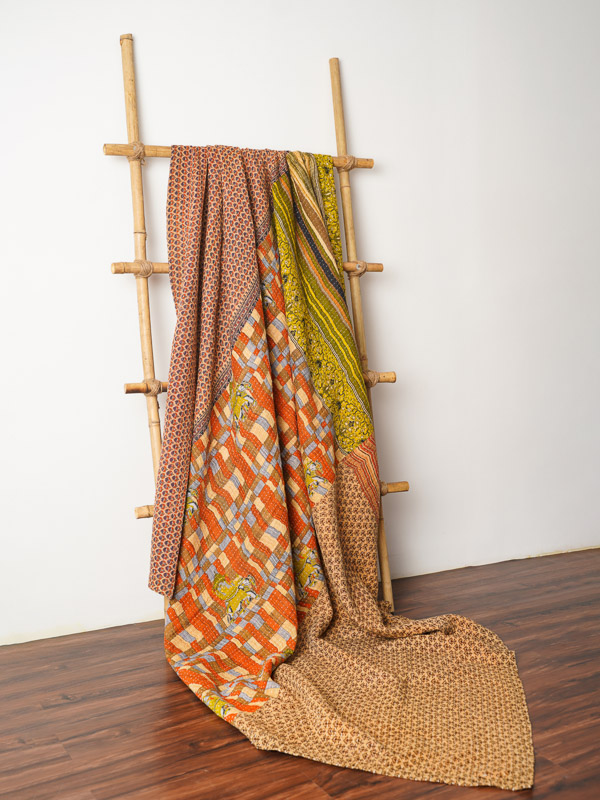 Archana Paras ~ Vintage Kantha Quilt Sari Bedspread